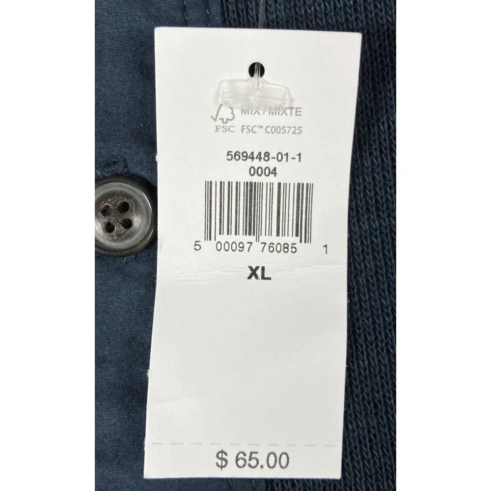 Banana Republic Men's Slub Double Knit Henley Shirt Navy Blue Size XL NEW